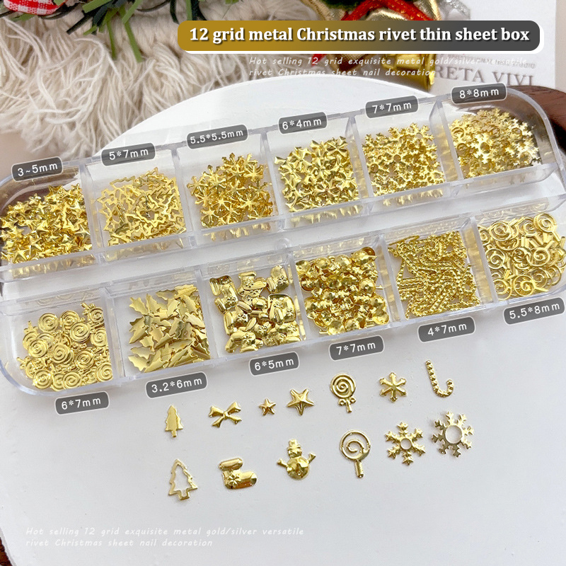 Nail Art Xmas Tree - 12가지 크리스마스 메탈 슬라이스 크리스마스 트리