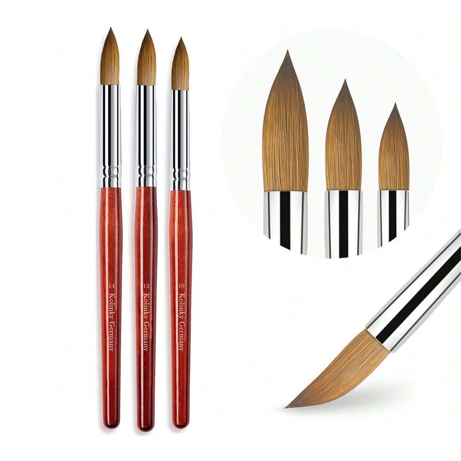 Nail Art Mahogany - 3PCS Kolinsky 마호가니 줄기 아크릴 네일