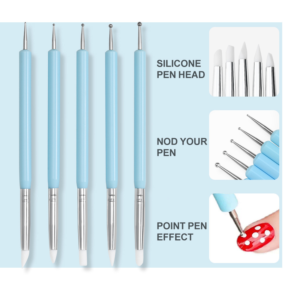 Nail Art Rame - 1/3/5/6/pcs/set 네일 아트 브러쉬-실리콘 조각 도트