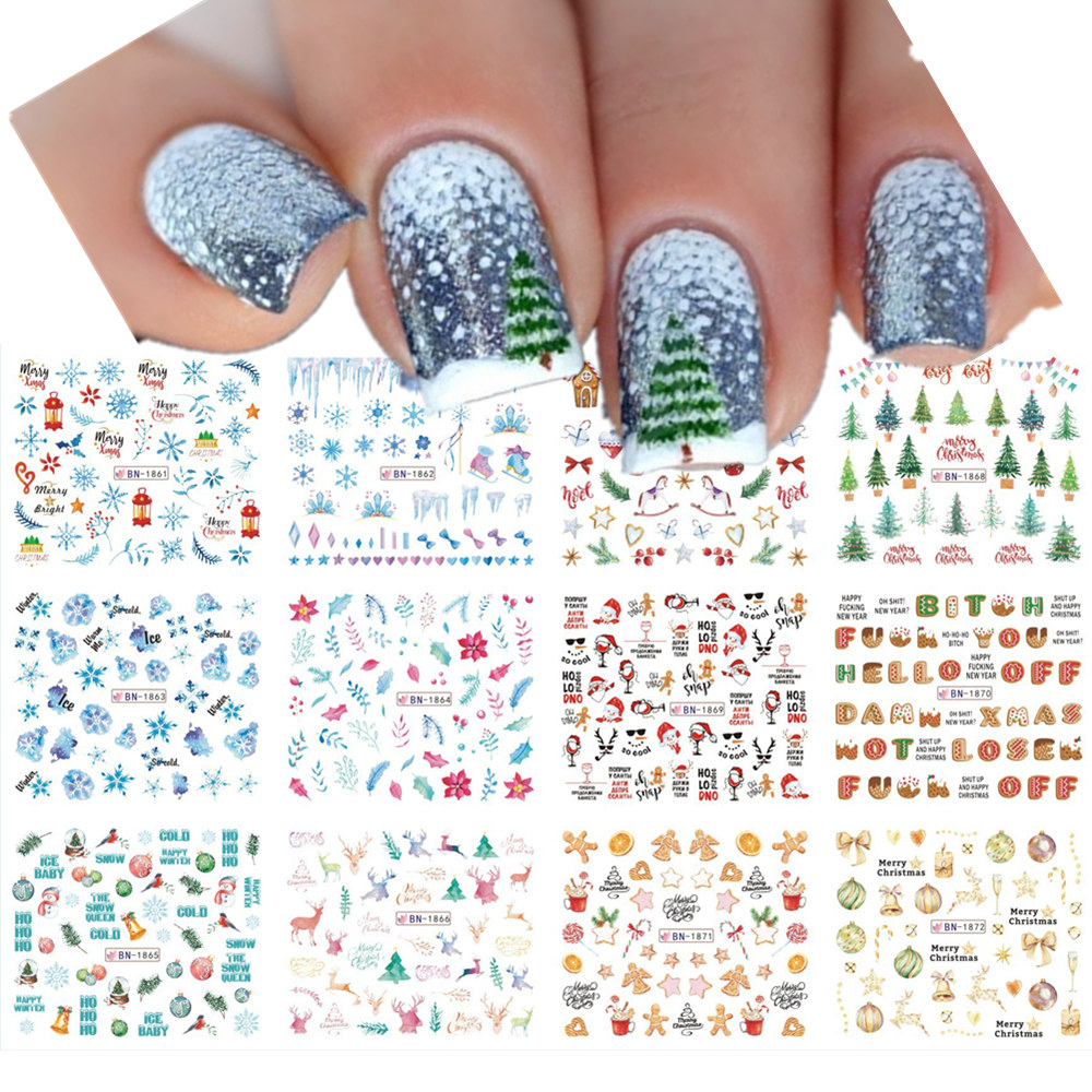 크리스마스 네일 워터 데칼 눈송이 눈사람 크리스마스 벨 - Nail Art Xmas Tree 리뷰 및 가격