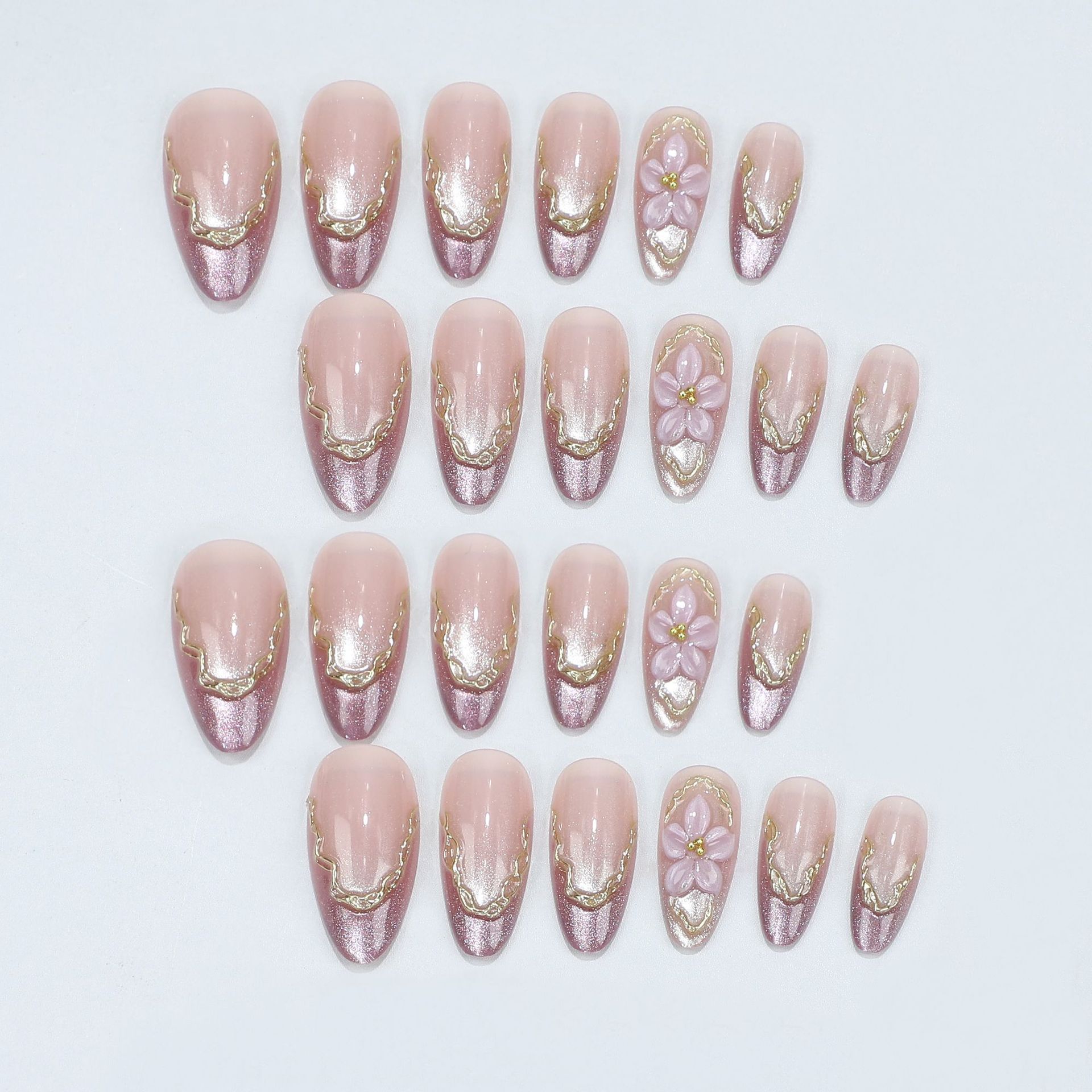 3D 플라워 디자인의 광택 있는 캣아이 골든 프레임 스 - Nail Art Cat Eye 리뷰 및 가격