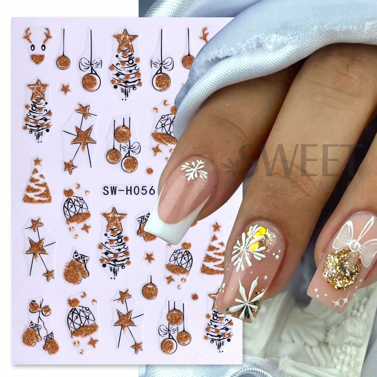 2개입 화려한 반짝이는 크리스마스 네일 아트 스티커 홀 - Nail Art Xmas Tree 리뷰 및 가격