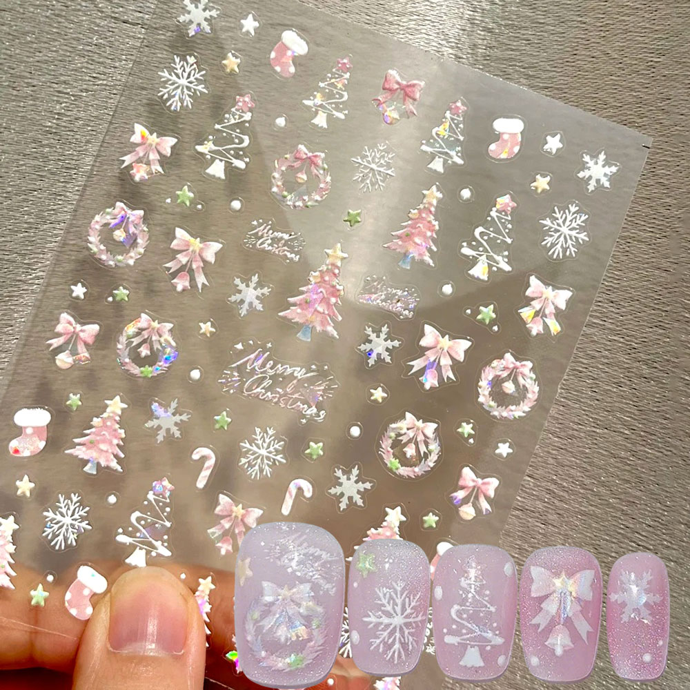 1개 오로라 핑크 크리스마스 트리 리본 네일 아트 스티 - Nail Art Xmas Tree 리뷰 및 가격