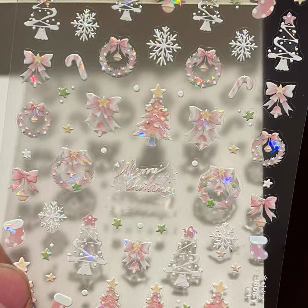 1개 오로라 핑크 크리스마스 트리 리본 네일 아트 스티 - Nail Art Xmas Tree 리뷰 및 가격