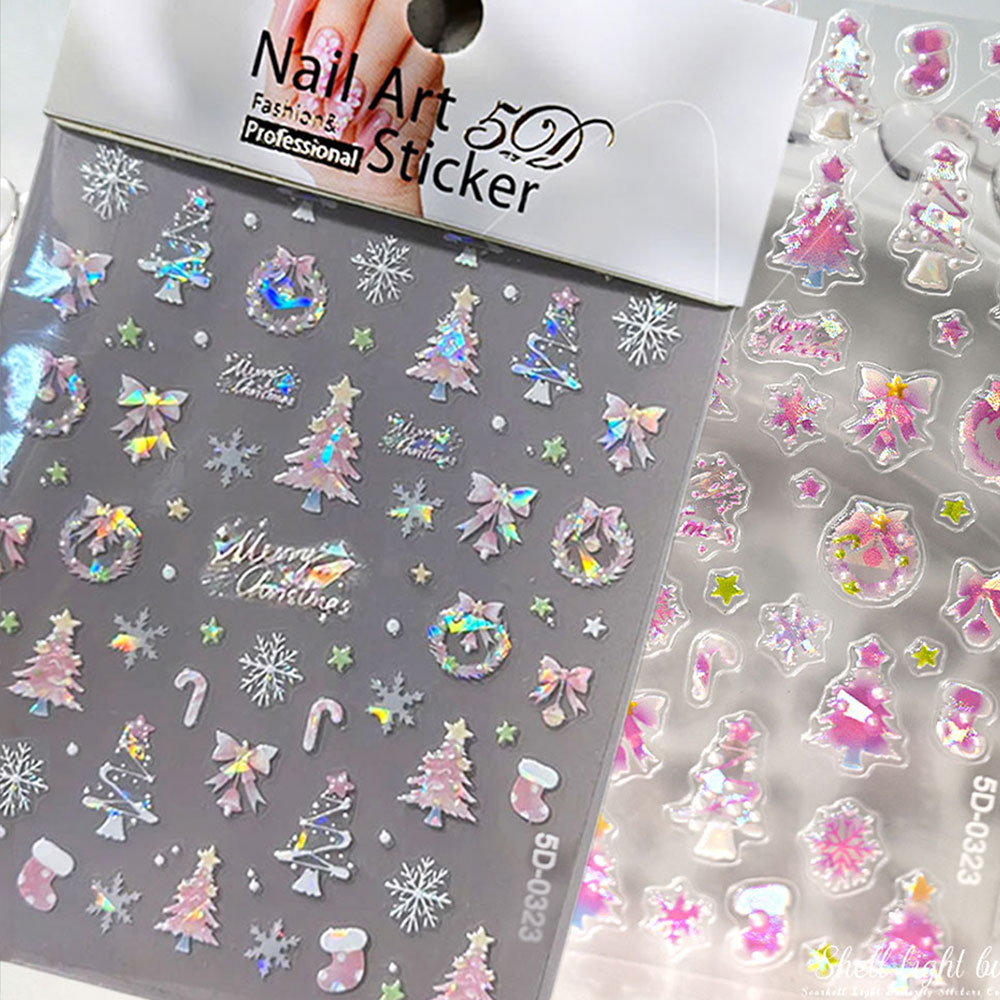 1개 오로라 핑크 크리스마스 트리 리본 네일 아트 스티 - Nail Art Xmas Tree 리뷰 및 가격