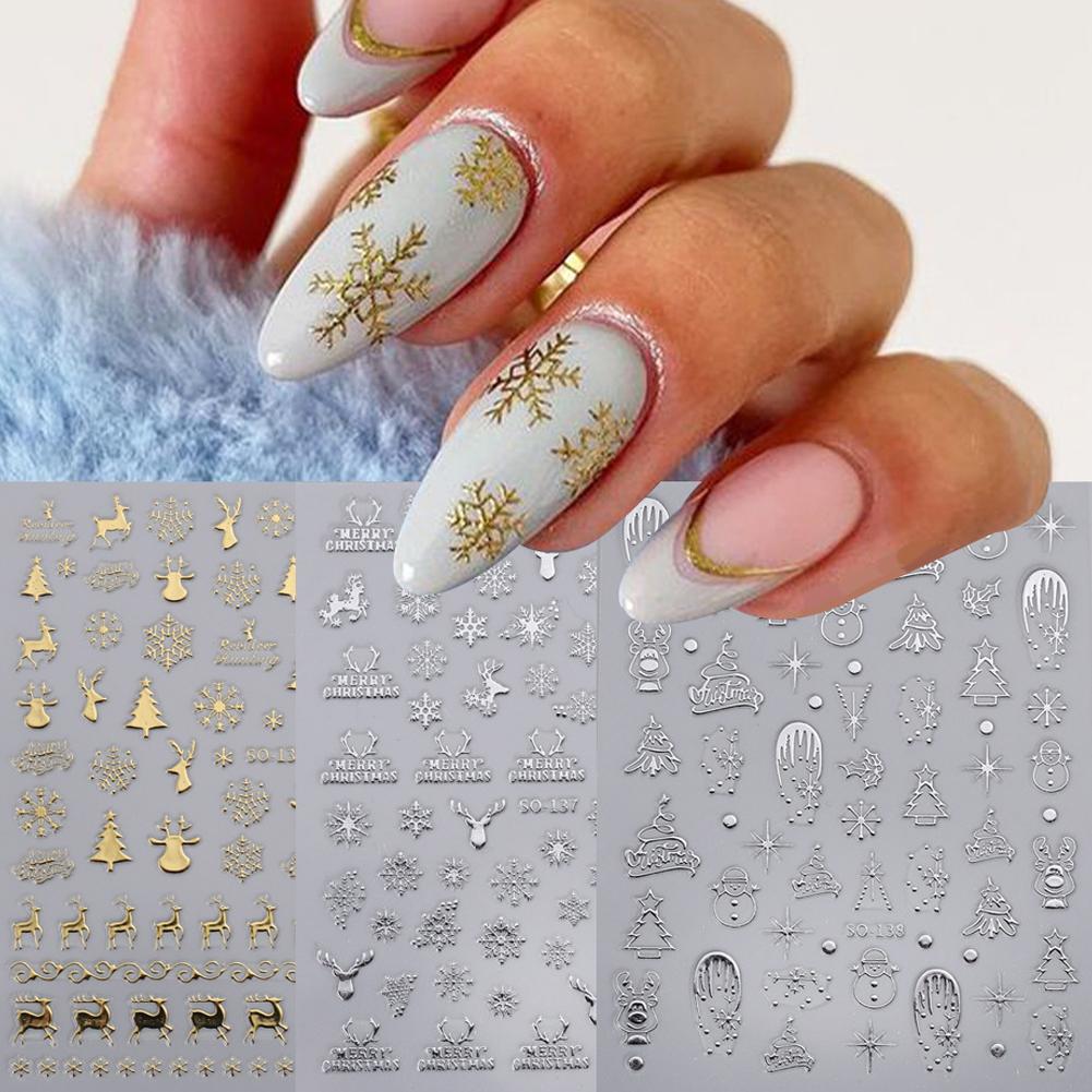크리스마스 네일 아트 스티커 네일 데칼 셀프 접착식 금 - Nail Art Xmas Tree 리뷰 및 가격