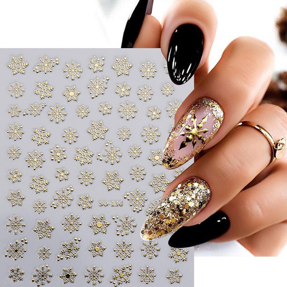 크리스마스 네일 아트 스티커 네일 데칼 셀프 접착식 금 - Nail Art Xmas Tree 리뷰 및 가격