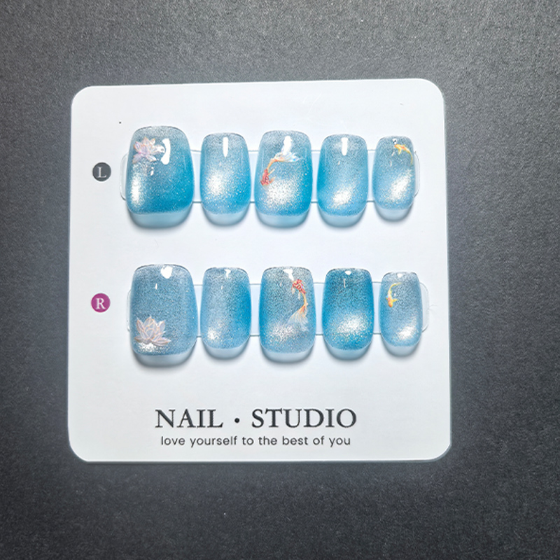 캣아이 프레스온 네일 10개, 체리 금붕어 불꽃놀이 리 - Nail Art Cat Eye 리뷰 및 가격