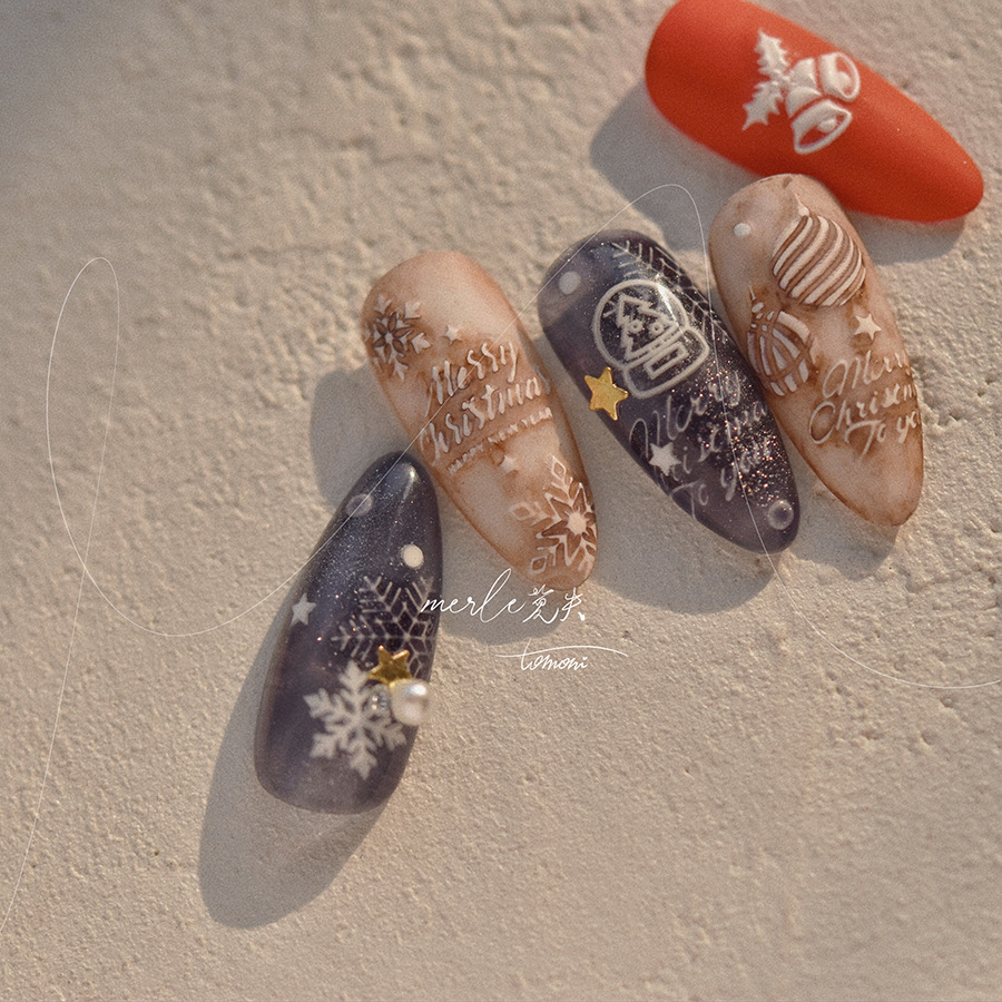 5D 릴리프 퓨어 화이트 메리 크리스마스, 다양한 눈송 - Nail Art Xmas Tree 리뷰 및 가격