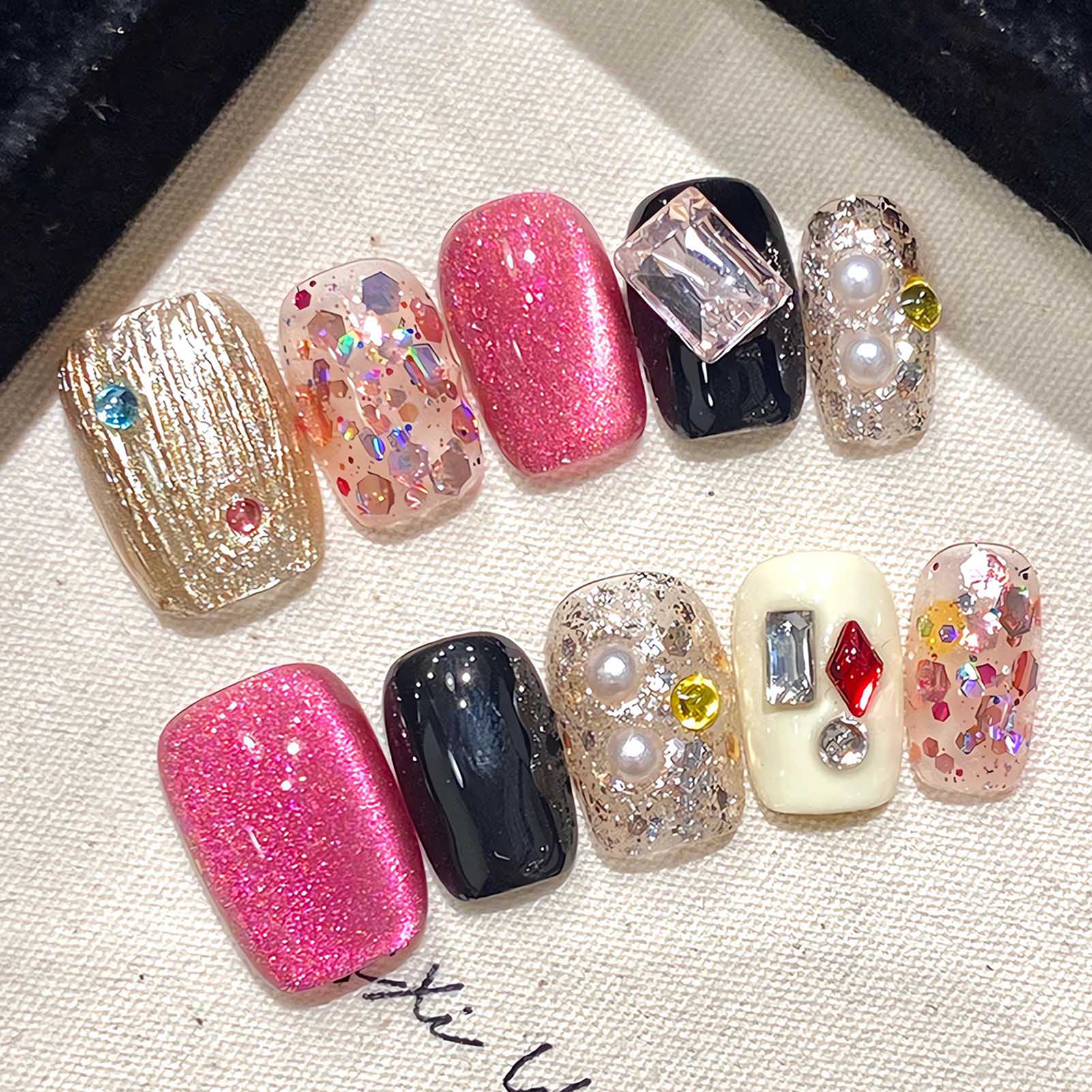수제 프레스 네일 글리터 핑크 스팽글 고양이 눈 광택  - Nail Art Cat Eye 리뷰 및 가격