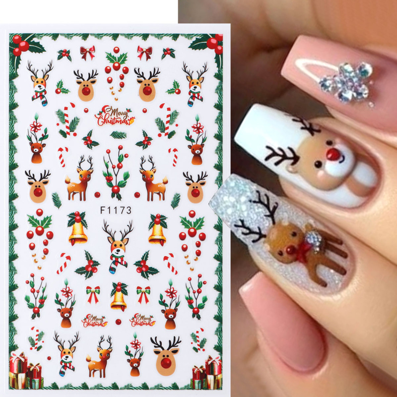 2개입 크리스마스 네일 스티커 겨울 순록 크리스마스 트 - Nail Art Xmas Tree 리뷰 및 가격
