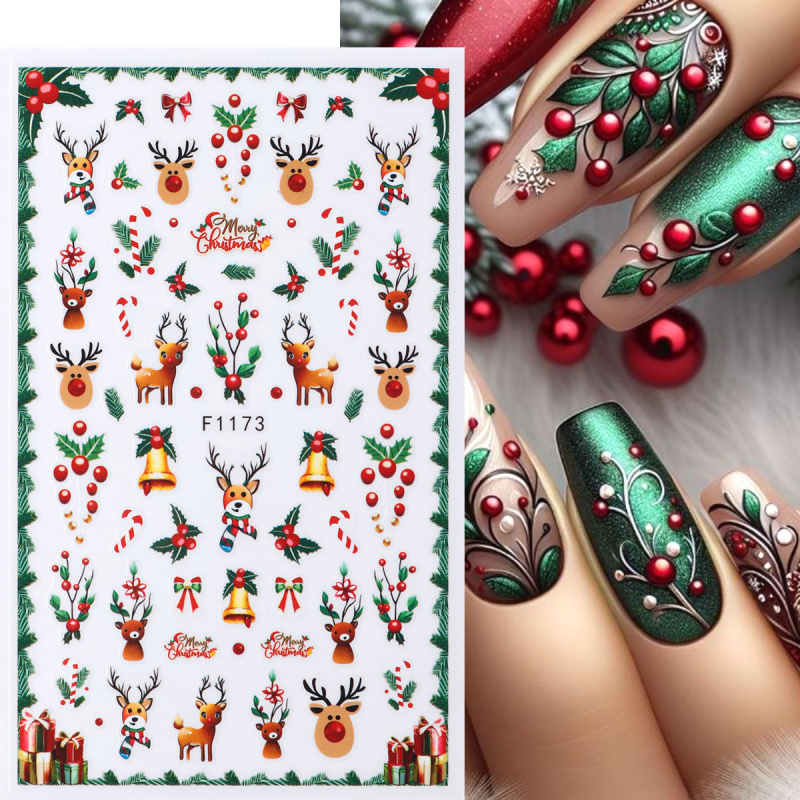 2개입 크리스마스 네일 스티커 겨울 순록 크리스마스 트 - Nail Art Xmas Tree 리뷰 및 가격