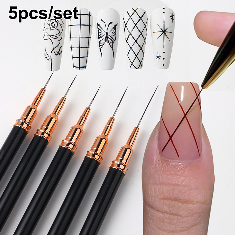 # 5개/세트 전문 네일 아트 라이너 브러쉬, 스트라이 - Nail Art Rame 리뷰 및 가격