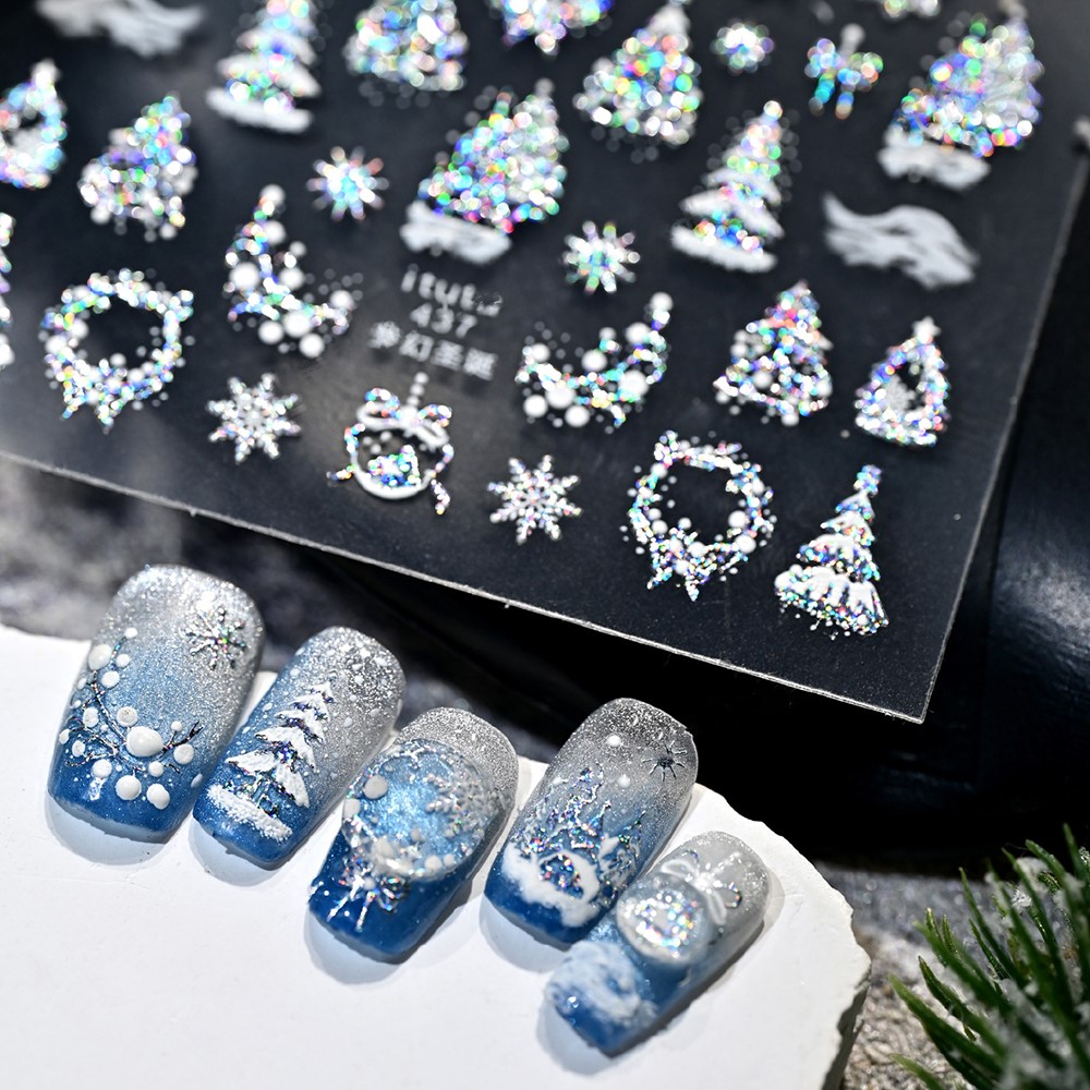 5D 엠보싱 골드 성/가랜드/크리스마스 트리 네일 스티 - Nail Art Xmas Tree 리뷰 및 가격