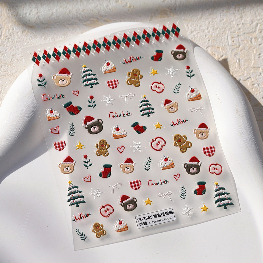 귀여운 크리스마스 곰 & 진저브레드 네일 스티커 - 크 - Nail Art Xmas Tree 리뷰 및 가격