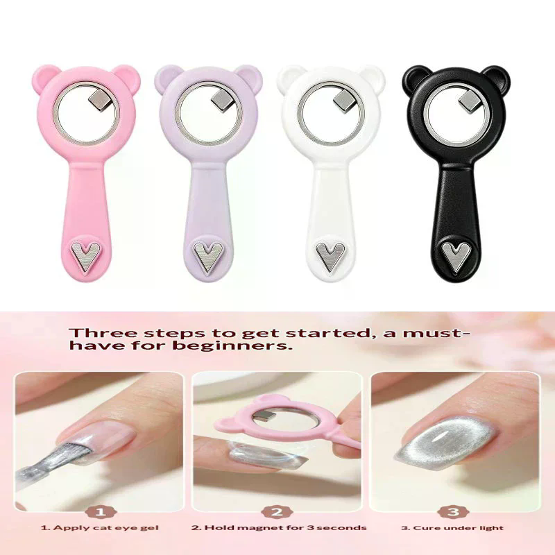 휴대용 2 in 1 귀여운 곰 고양이 눈 네일 마그넷  - Nail Art Cat Eye 리뷰 및 가격