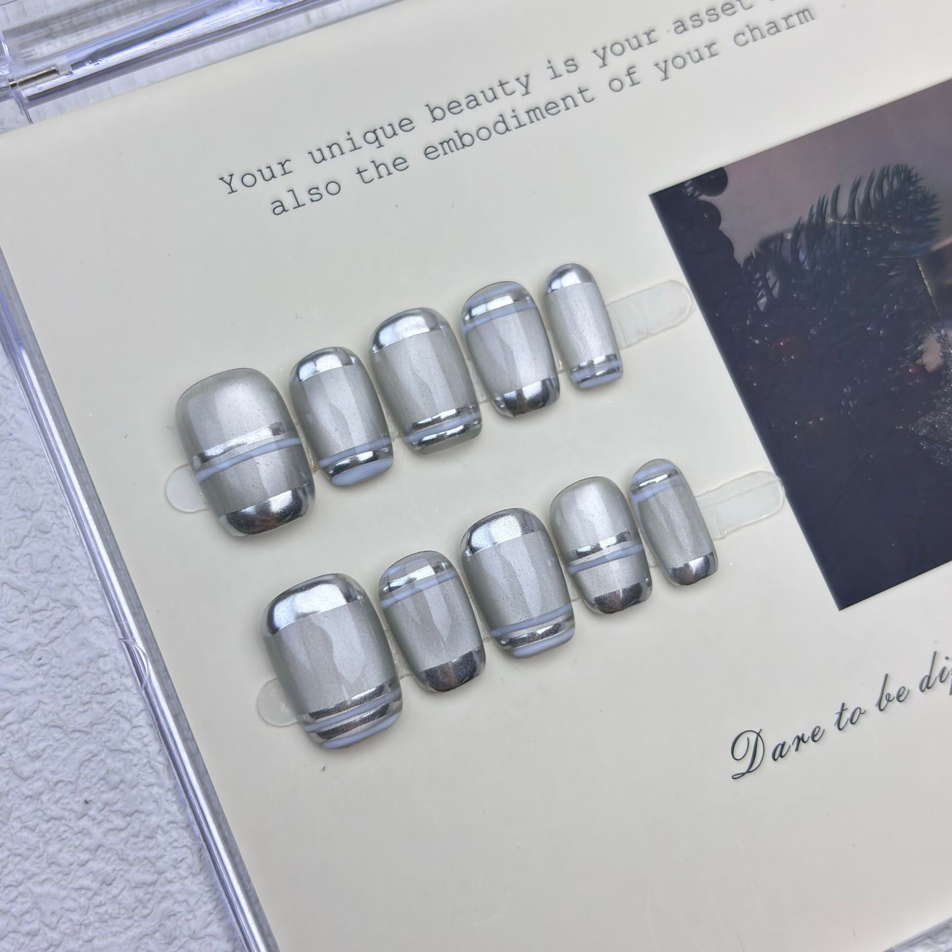 10개 오로라 크롬 프레스온 네일 짧은 스퀘어 솔리드  - Nail Art Cat Eye 리뷰 및 가격