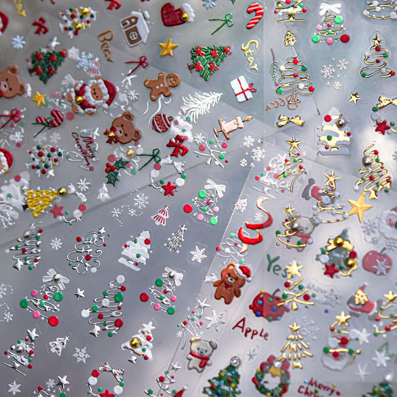 빛나는 금색 크리스마스 트리와 눈송이 디자인의 3D 크 - Nail Art Xmas Tree 리뷰 및 가격