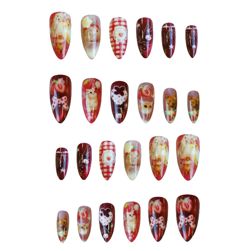 24개 딸기 캣츠아이 프레스온 네일 일본 빈티지 스타일 - Nail Art Cat Eye 리뷰 및 가격