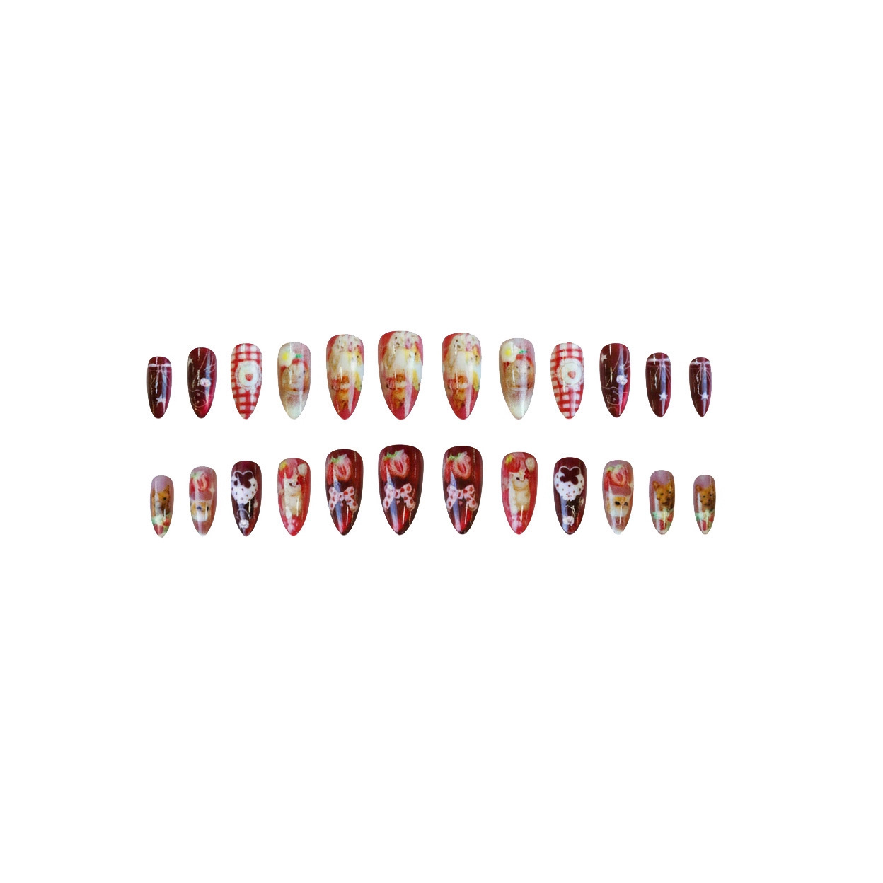 24개 딸기 캣츠아이 프레스온 네일 일본 빈티지 스타일 - Nail Art Cat Eye 리뷰 및 가격